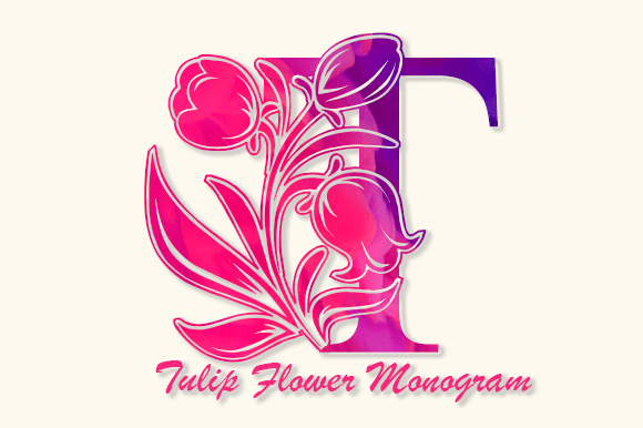 Tulip Flower Monogram: An Elegant Decorative Typeface